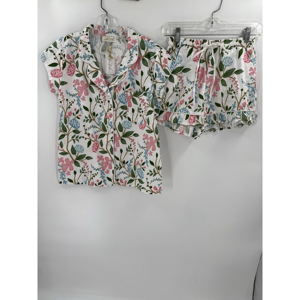 NEW TAGS Jayes Studio Hydrangea Meadow Ruffled Summer Pajama Set size XSMALL